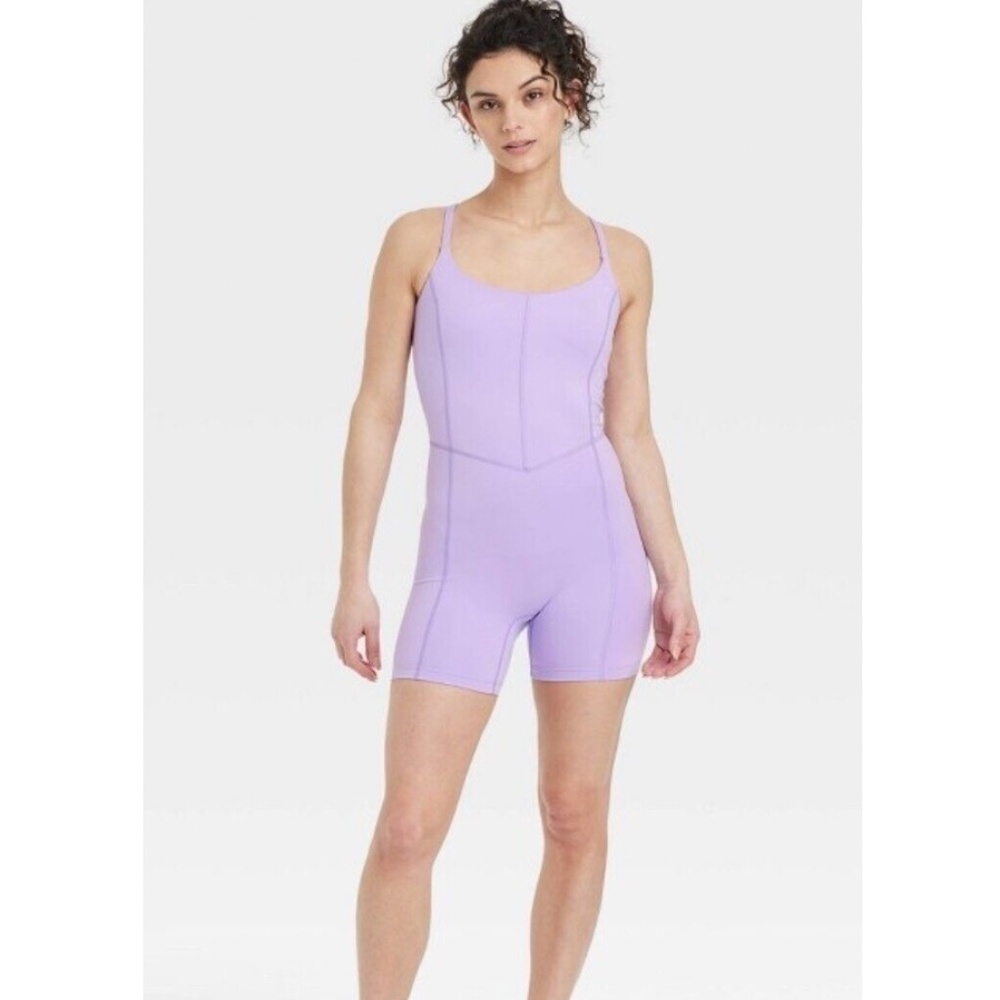 All in motion Violet Purple Brushed Sculpt Short Bodysuit (XS)